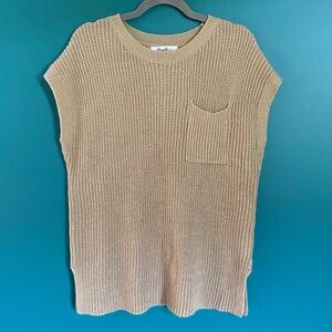 Haptics Tan Knit Short Sleeve Sweater Top
